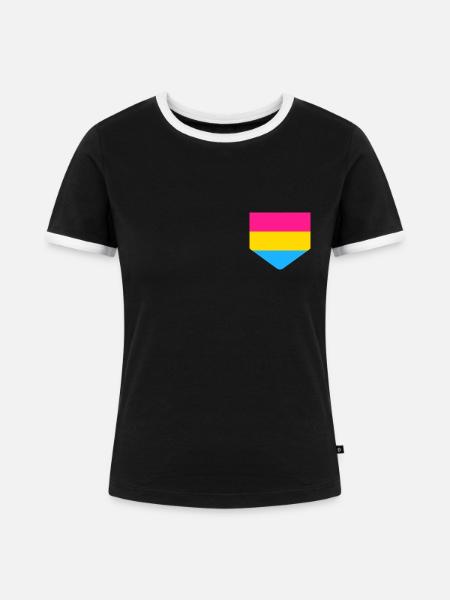 Pansexuell Brusttasche - Frauen Kontrast-T-Shirt - Schwarz/Weiß