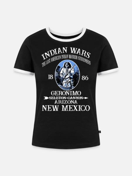 INDIAN WARS - Frauen Kontrast-T-Shirt - Schwarz/Weiß