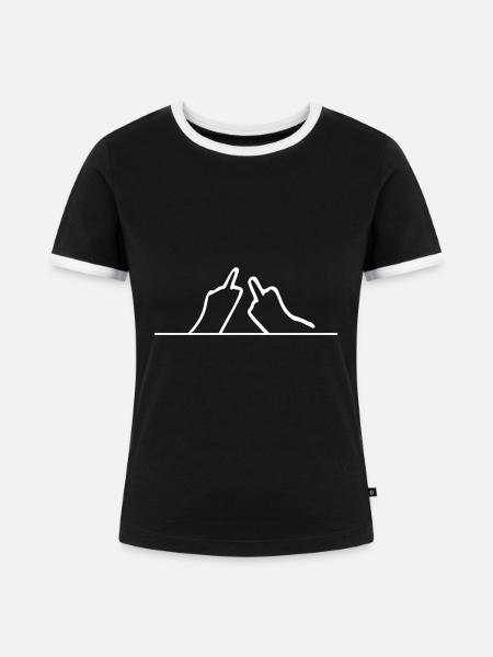 stinkefinger - Frauen Kontrast-T-Shirt - Schwarz/Weiß