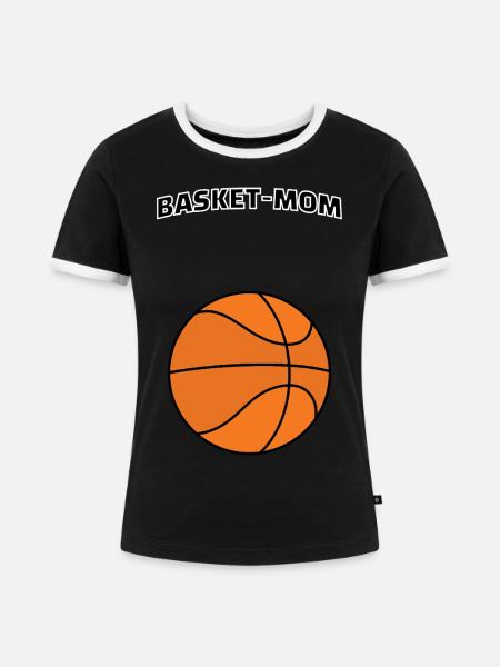 Korb-Mama - Frauen Kontrast-T-Shirt - Schwarz/Weiß