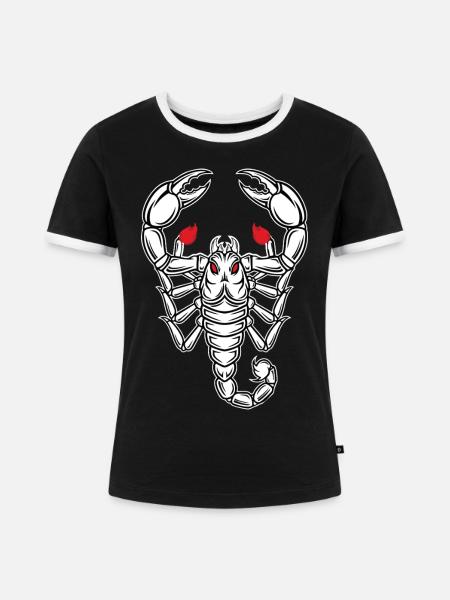 Skorpion-Maskottchen-Logo Sportspiel - Frauen Kontrast-T-Shirt - Schwarz/Weiß