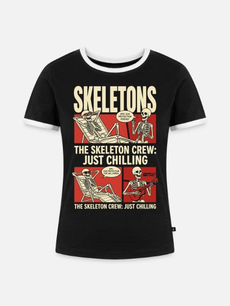Skeleton Crew Just Chilling - Frauen Kontrast-T-Shirt - Schwarz/Weiß
