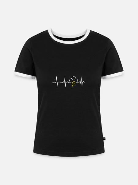 Herzschlag Blitzschlag - Frauen Kontrast-T-Shirt - Schwarz/Weiß