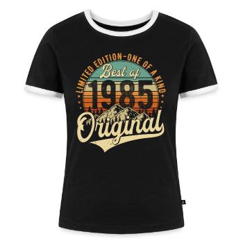 Original 1985 Vintage Jahrgang Geburtstag Retro - Frauen Kontrast-T-Shirt - Schwarz/Weiß - Vorne - Selfina (174cm)