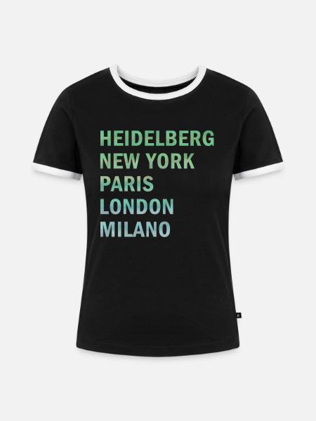 Metropole Heidelberg - Frauen Kontrast-T-Shirt - Schwarz/Weiß
