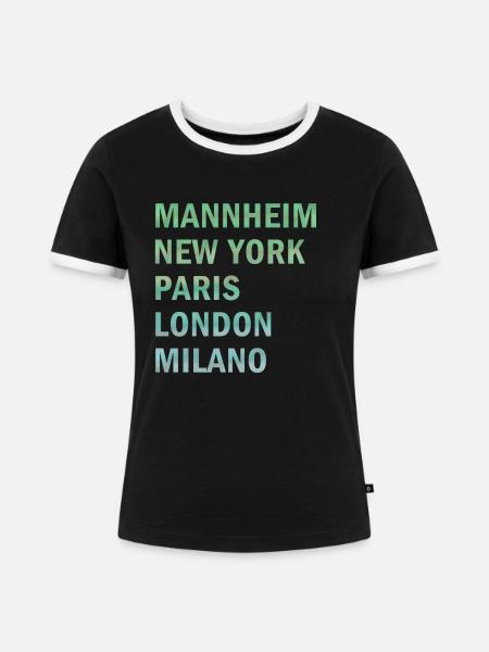 Metropole Mannheim - Frauen Kontrast-T-Shirt - Schwarz/Weiß