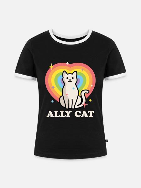 Verbündete Katze - Frauen Kontrast-T-Shirt - Schwarz/Weiß