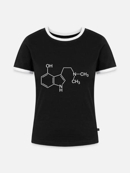 Psilocin Molekül - Frauen Kontrast-T-Shirt - Schwarz/Weiß