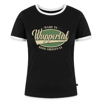 Wuppertal Wuppertaler Original - Frauen Kontrast-T-Shirt - Schwarz/Weiß - Vorne - Selfina (174cm)