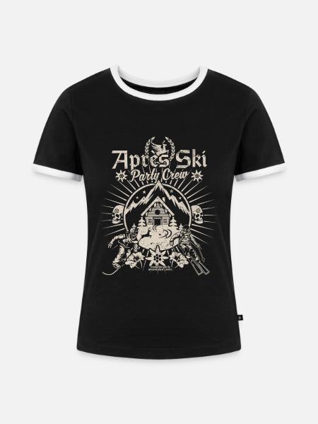 Apres Ski Party Crew - Frauen Kontrast-T-Shirt - Schwarz/Weiß