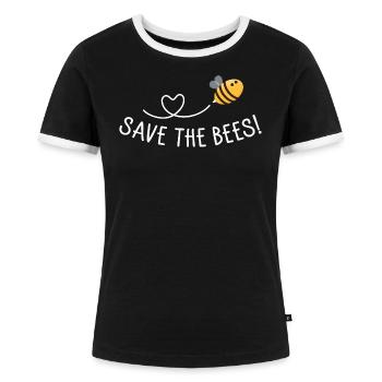 Save the bees! - Frauen Kontrast-T-Shirt - Schwarz/Weiß - Vorne - Selfina (174cm)