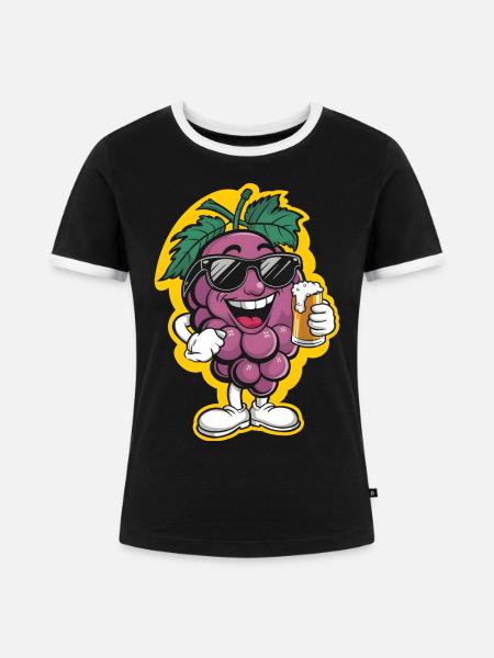 Trauben Bier - Frauen Kontrast-T-Shirt - Schwarz/Weiß