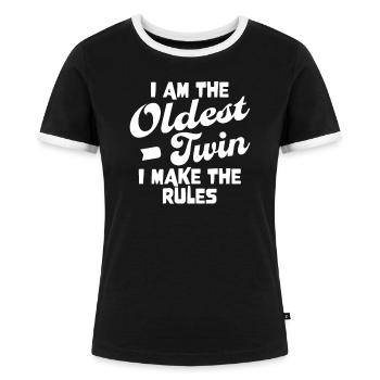 Oldest Twin - Twins Fun Matching Older Twin - Frauen Kontrast-T-Shirt - Schwarz/Weiß - Vorne - Selfina (174cm)