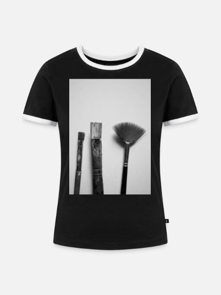 Pinsel - Frauen Kontrast-T-Shirt - Schwarz/Weiß