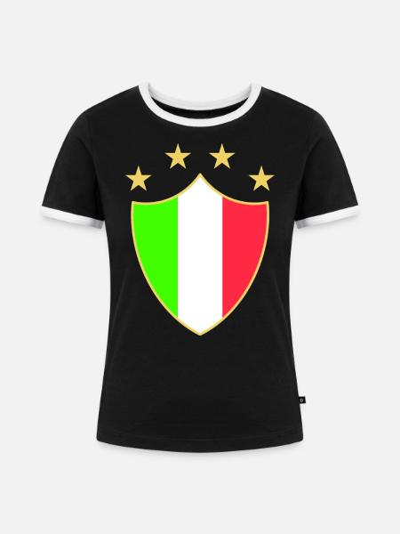 Italia fun - Frauen Kontrast-T-Shirt - Schwarz/Weiß