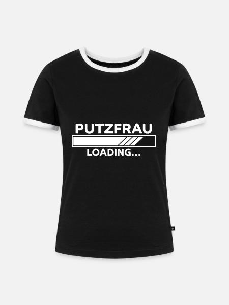Putzfrau Spruch Reinigungskraft Putzfrau Geschenk - Frauen Kontrast-T-Shirt - Schwarz/Weiß