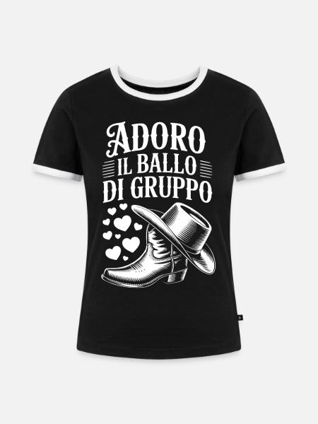 Ich liebe Gruppentanz - Frauen Kontrast-T-Shirt - Schwarz/Weiß