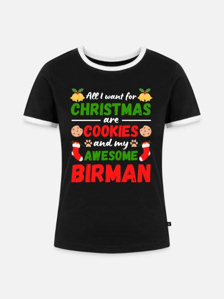 Weihnachten Birma Katze Kekse - Frauen Kontrast-T-Shirt - Schwarz/Weiß