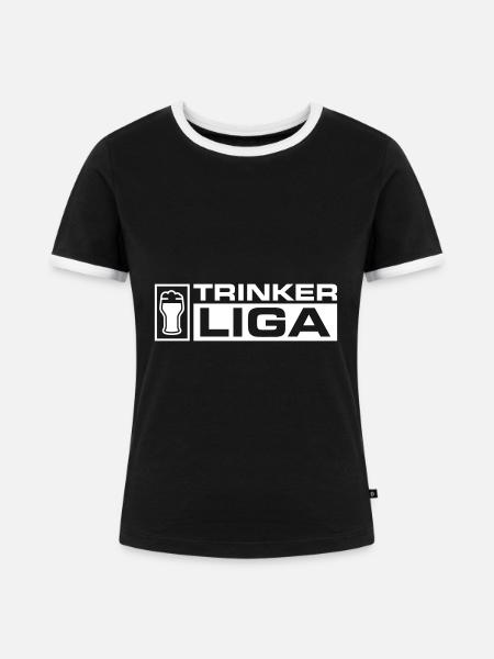 Trinker Liga - Frauen Kontrast-T-Shirt - Schwarz/Weiß