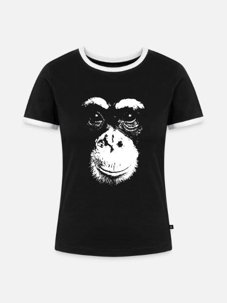 Schimpanse - Chimp - Chimpanzee - Frauen Kontrast-T-Shirt - Schwarz/Weiß