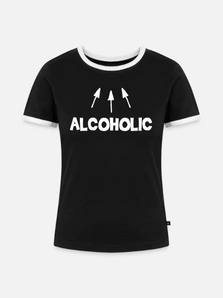 Alkohol - Frauen Kontrast-T-Shirt - Schwarz/Weiß