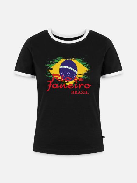 RIO de Janeiro - Frauen Kontrast-T-Shirt - Schwarz/Weiß