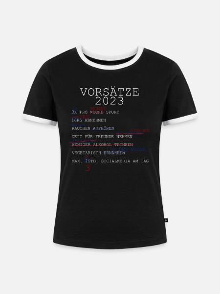 vorsätze 2023 - Frauen Kontrast-T-Shirt - Schwarz/Weiß