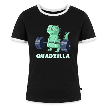 Quad Training Tier Monster Hantel Fitness Geschenk - Frauen Kontrast-T-Shirt - Schwarz/Weiß - Vorne - Selfina (174cm)