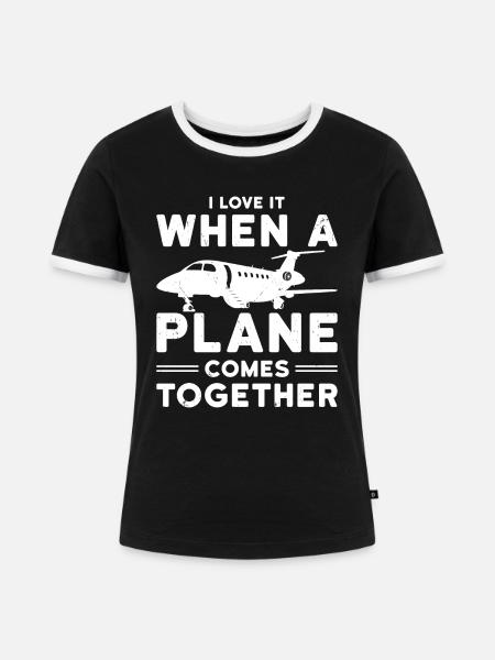 Airline Pilot Flugzeug Fluggesellschaft LInienflug - Frauen Kontrast-T-Shirt - Schwarz/Weiß