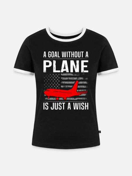 Zitat eines Airline-Piloten - Frauen Kontrast-T-Shirt - Schwarz/Weiß