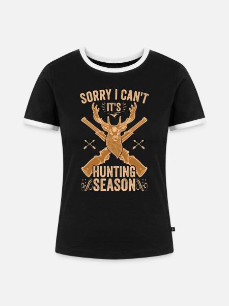 HIrschgeweih Hirschjagd Jagd Jagdsaison - Frauen Kontrast-T-Shirt - Schwarz/Weiß