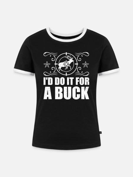 HIrschgeweih Hirschjagd Jagd Jagdsaison - Frauen Kontrast-T-Shirt - Schwarz/Weiß