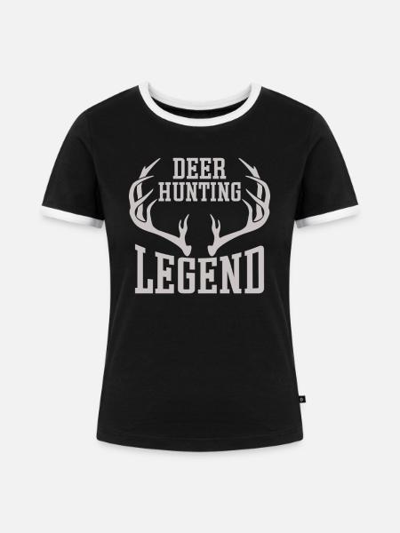 Hirschjagd Legende Jäger HIrschgeweih - Frauen Kontrast-T-Shirt - Schwarz/Weiß