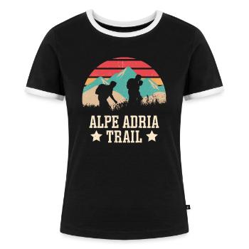 Alpenüberquerung Alpe Adria Trail Ferwanderweg - Frauen Kontrast-T-Shirt - Schwarz/Weiß - Vorne - Selfina (174cm)