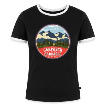 Alpenüberquerung Garmisch Gardasee - Frauen Kontrast-T-Shirt - Schwarz/Weiß - Vorne - Selfina (174cm)