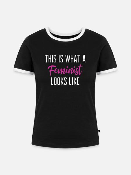 Feministin - Frauen Kontrast-T-Shirt - Schwarz/Weiß