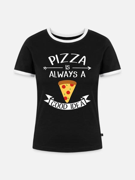pizza - Frauen Kontrast-T-Shirt - Schwarz/Weiß