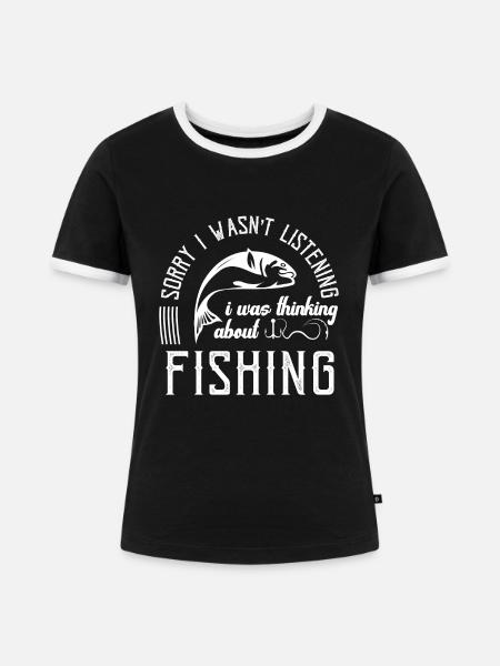 Angeln - Frauen Kontrast-T-Shirt - Schwarz/Weiß