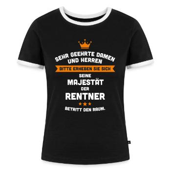 Rentner Majestät Rente Ruhestand Pension - Frauen Kontrast-T-Shirt - Schwarz/Weiß - Vorne - Selfina (174cm)