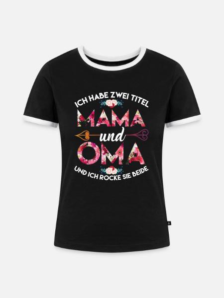 Oma - Frauen Kontrast-T-Shirt - Schwarz/Weiß