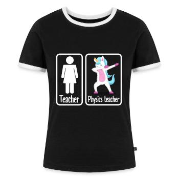 Physiklehrerin Physikerin - Frauen Kontrast-T-Shirt - Schwarz/Weiß - Vorne - Selfina (174cm)