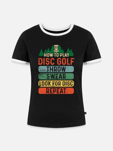 Disc Golf - Frauen Kontrast-T-Shirt - Schwarz/Weiß