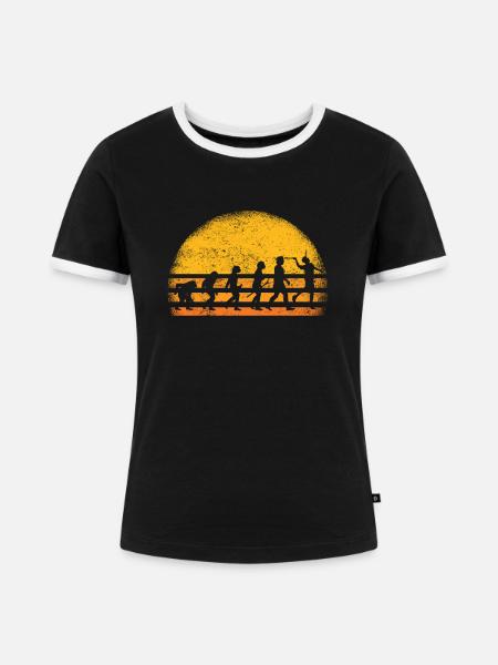 Badminton Evolution Badmintonspieler Federball - Frauen Kontrast-T-Shirt - Schwarz/Weiß