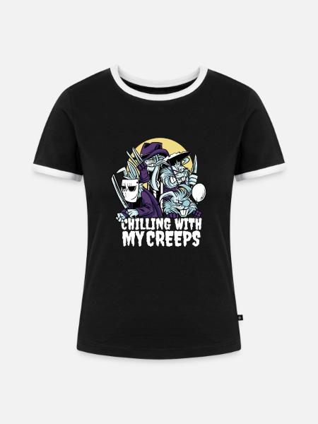 Halloween Grusel Design - Frauen Kontrast-T-Shirt - Schwarz/Weiß
