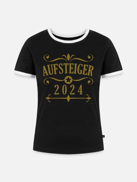 Aufsteiger 2024 Aufstiegstrikot 24 - Frauen Kontrast-T-Shirt - Schwarz/Weiß