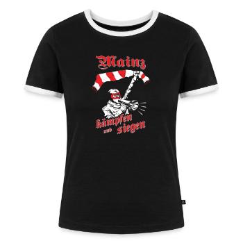 Mainz kämpfen und siegen No II - Frauen Kontrast-T-Shirt - Schwarz/Weiß - Vorne - Selfina (174cm)