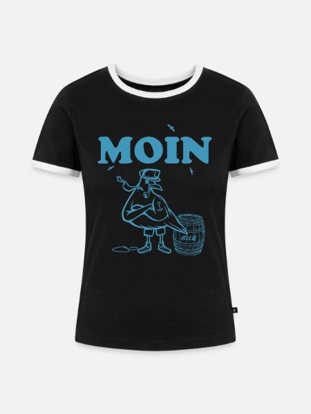 An der Küste - Frauen Kontrast-T-Shirt - Schwarz/Weiß