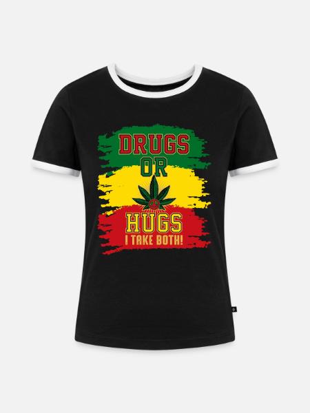 Drugs Or Hugs - Frauen Kontrast-T-Shirt - Schwarz/Weiß