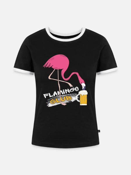 Flamingo Club - Frauen Kontrast-T-Shirt - Schwarz/Weiß