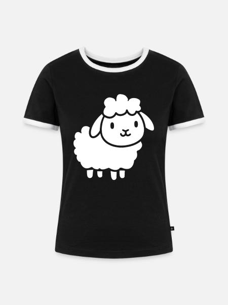 Lamm - Frauen Kontrast-T-Shirt - Schwarz/Weiß
